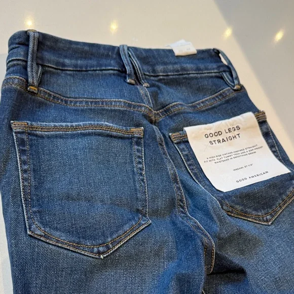 🆕 Good American Good Legs Dark Blue Straight Leg Jeans, Size 00-24